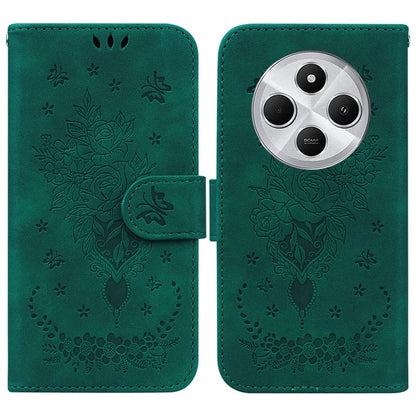 For Xiaomi Redmi 14C 4G Case PU Leather Wallet Phone Cover Butterfly Flower Imprint