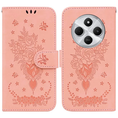 For Xiaomi Redmi 14C 4G Case PU Leather Wallet Phone Cover Butterfly Flower Imprint