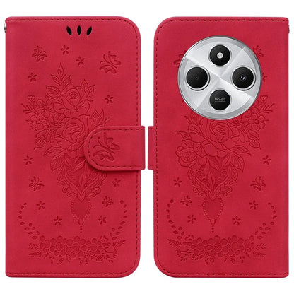 For Xiaomi Redmi 14C 4G Case PU Leather Wallet Phone Cover Butterfly Flower Imprint