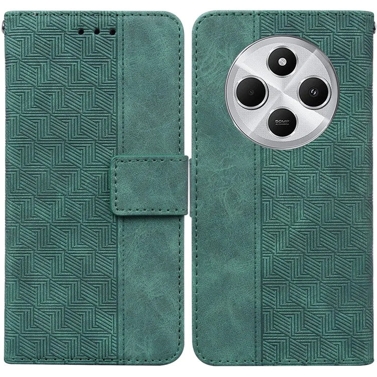 For Xiaomi Redmi 14C 4G Case Geometry Pattern Leather Wallet Phone Cover