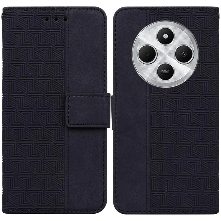 For Xiaomi Redmi 14C 4G Case Geometry Pattern Leather Wallet Phone Cover