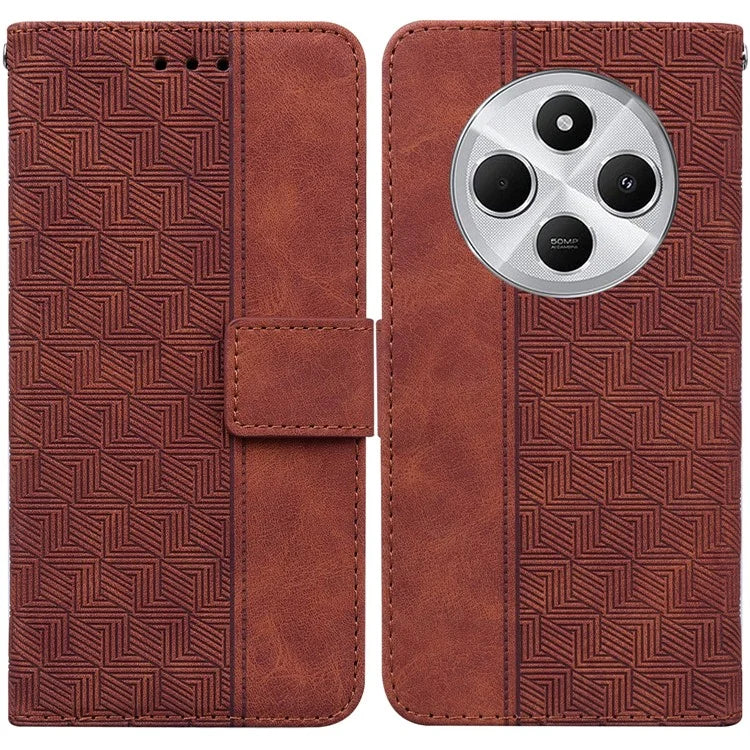 For Xiaomi Redmi 14C 4G Case Geometry Pattern Leather Wallet Phone Cover