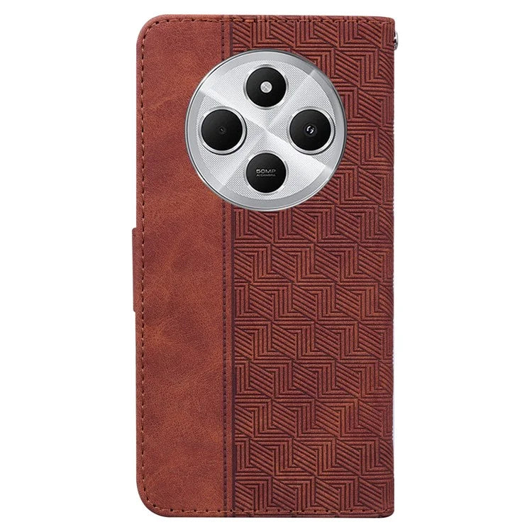For Xiaomi Redmi 14C 4G Case Geometry Pattern Leather Wallet Phone Cover
