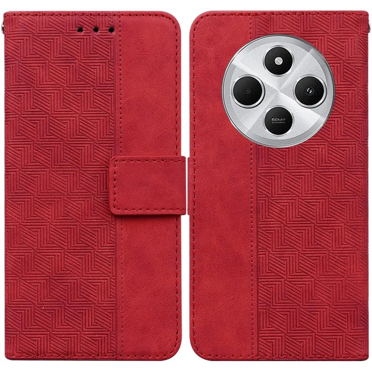 For Xiaomi Redmi 14C 4G Case Geometry Pattern Leather Wallet Phone Cover