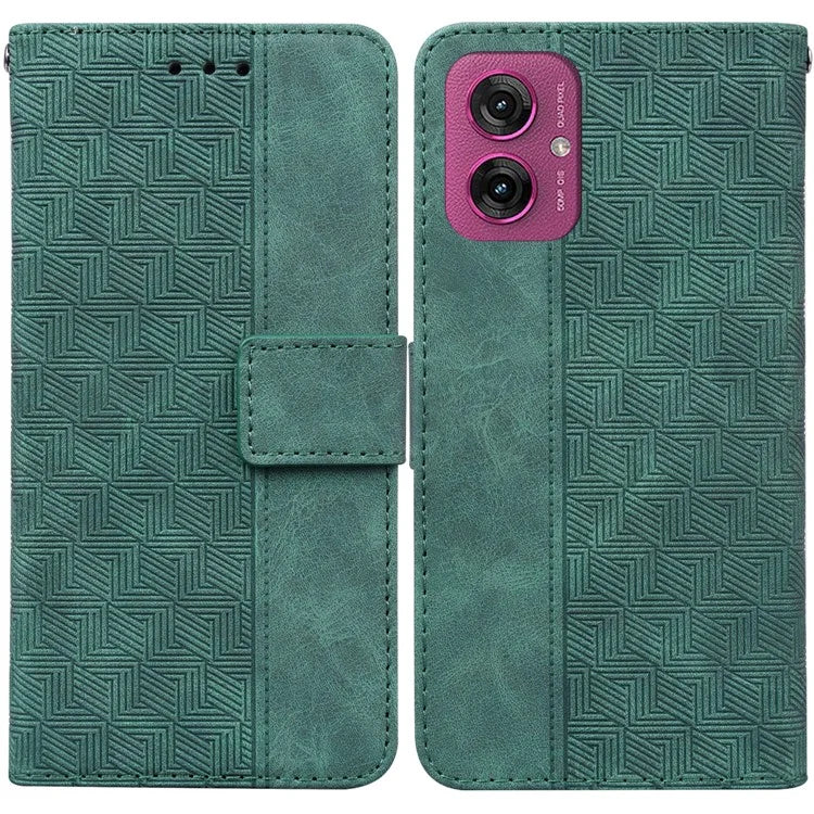 For Motorola Moto G55 5G Case Geometry Pattern Leather Wallet Phone Cover
