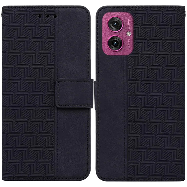 For Motorola Moto G55 5G Case Geometry Pattern Leather Wallet Phone Cover