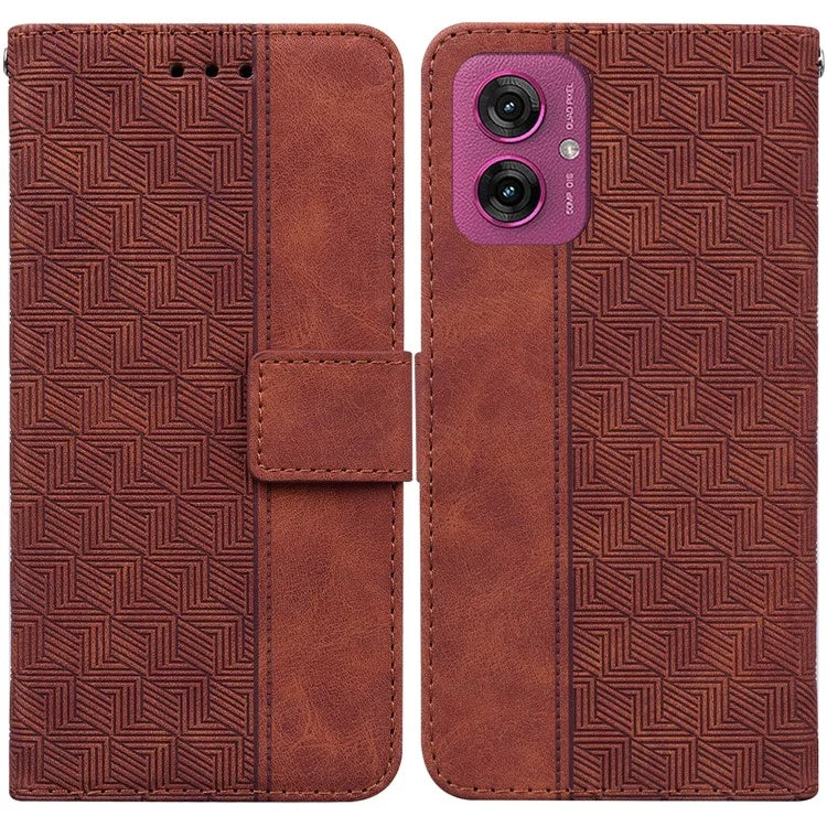 For Motorola Moto G55 5G Case Geometry Pattern Leather Wallet Phone Cover