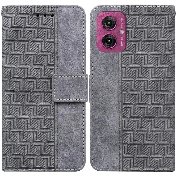 For Motorola Moto G55 5G Case Geometry Pattern Leather Wallet Phone Cover