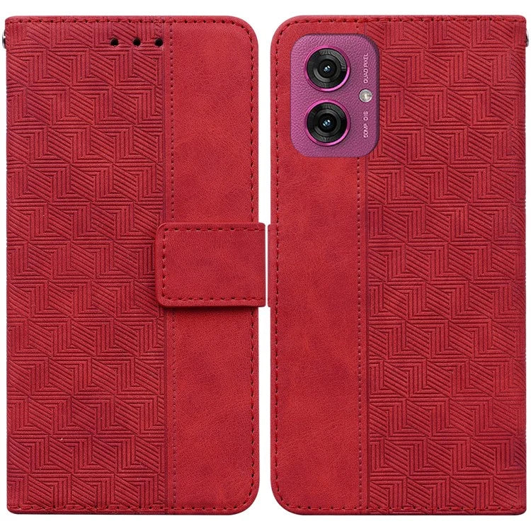For Motorola Moto G55 5G Case Geometry Pattern Leather Wallet Phone Cover
