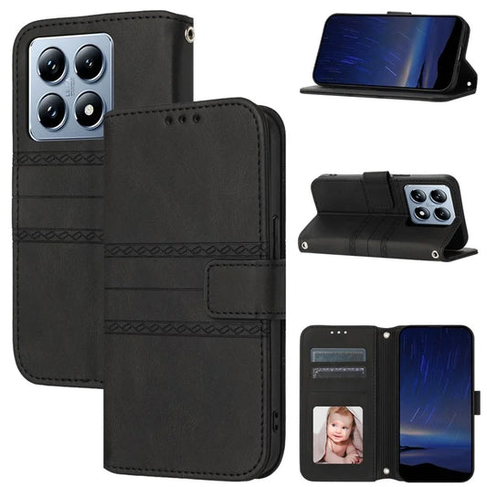 For Xiaomi 14T Pro Case Wallet PU Leather Imprinted Pattern Phone Cover