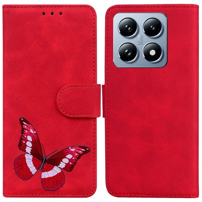 For Xiaomi 14T Pro Stand Case PU Leather Phone Cover Butterfly Printed