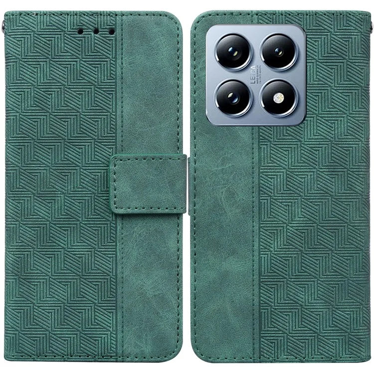 For Xiaomi 14T Pro Case Geometry Pattern Leather Wallet Phone Cover