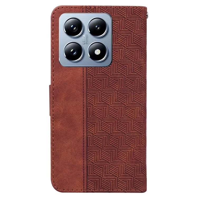 For Xiaomi 14T Pro Case Geometry Pattern Leather Wallet Phone Cover