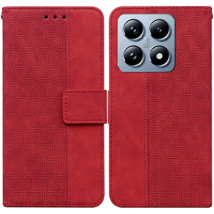 For Xiaomi 14T Pro Case Geometry Pattern Leather Wallet Phone Cover