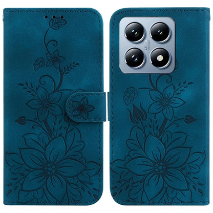 For Xiaomi 14T Pro Case Lily Flower Imprint Leather Phone Cover with Stand