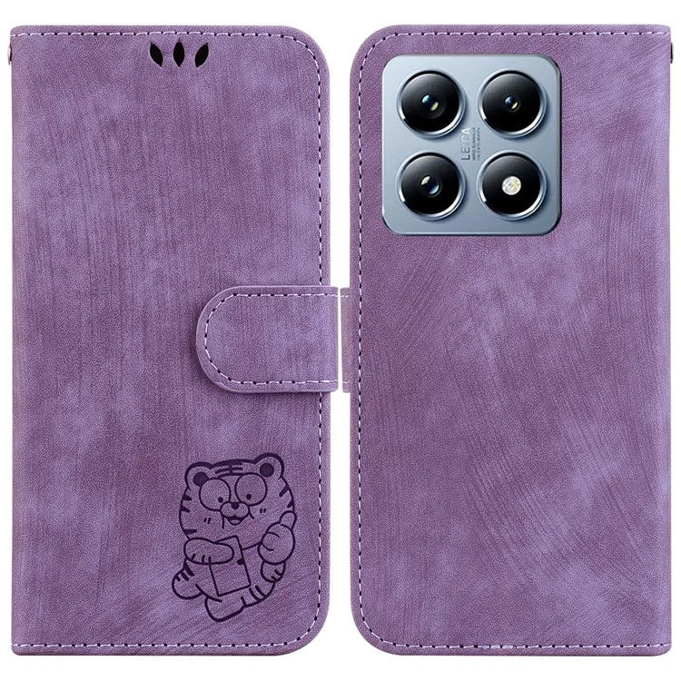 For Xiaomi 14T Pro Wallet Case Tiger Imprint Leather Shockproof Phone Cover
