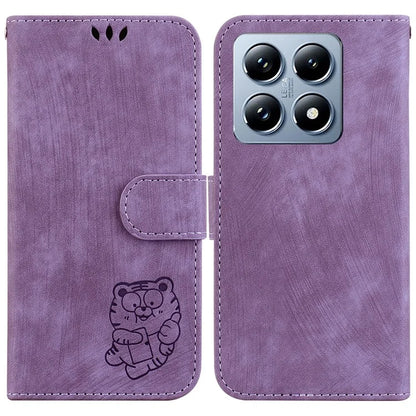 For Xiaomi 14T Pro Wallet Case Tiger Imprint Leather Shockproof Phone Cover