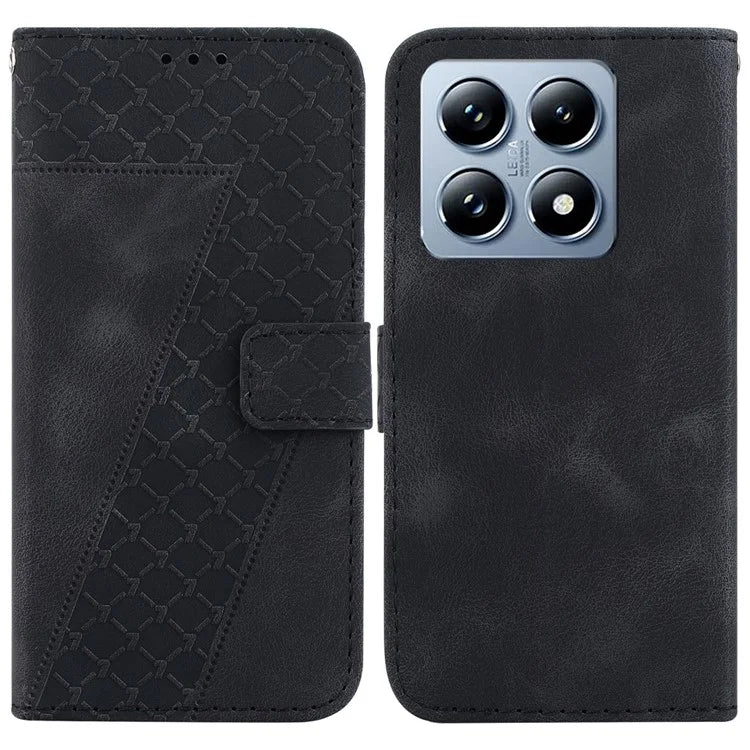 For Xiaomi 14T Pro Stand Case 7-Shaped Pattern Imprint Leather Phone Cover