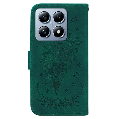 For Xiaomi 14T Pro Case PU Leather Wallet Phone Cover Butterfly Flower Imprint