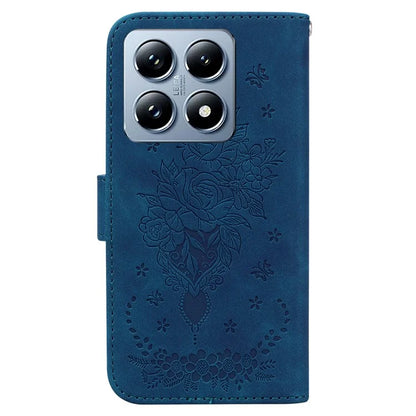 For Xiaomi 14T Pro Case PU Leather Wallet Phone Cover Butterfly Flower Imprint