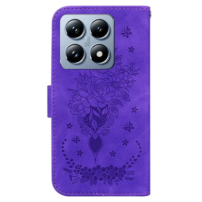 For Xiaomi 14T Pro Case PU Leather Wallet Phone Cover Butterfly Flower Imprint