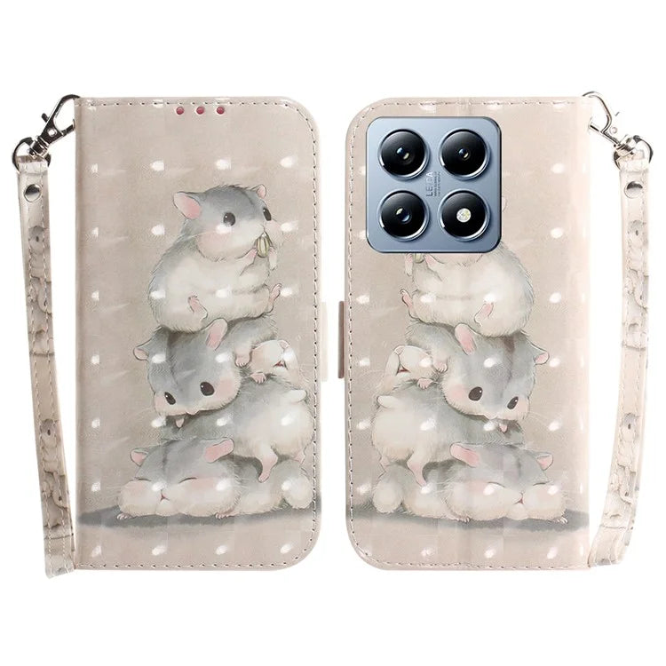 For Xiaomi 14T Pro Case Pattern Printing Leather Wallet Phone Cover