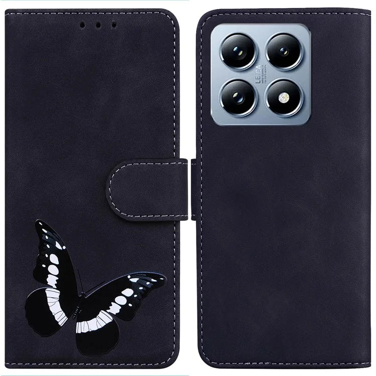 For Xiaomi 14T Stand Case PU Leather Phone Cover Butterfly Printed