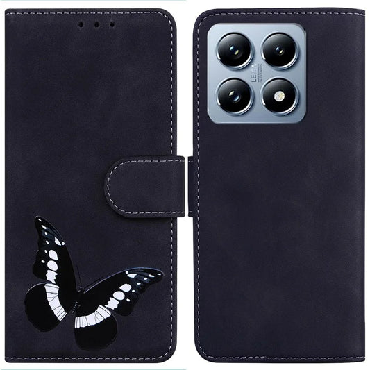 For Xiaomi 14T Stand Case PU Leather Phone Cover Butterfly Printed