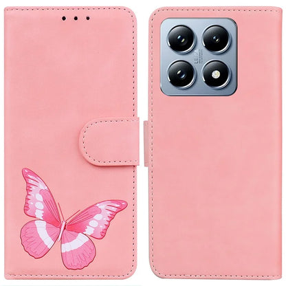 For Xiaomi 14T Stand Case PU Leather Phone Cover Butterfly Printed