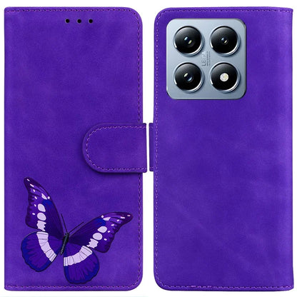 For Xiaomi 14T Stand Case PU Leather Phone Cover Butterfly Printed