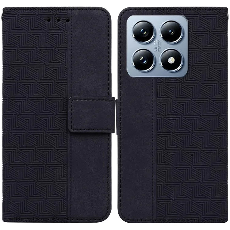 For Xiaomi 14T Case Geometry Pattern Leather Wallet Phone Cover
