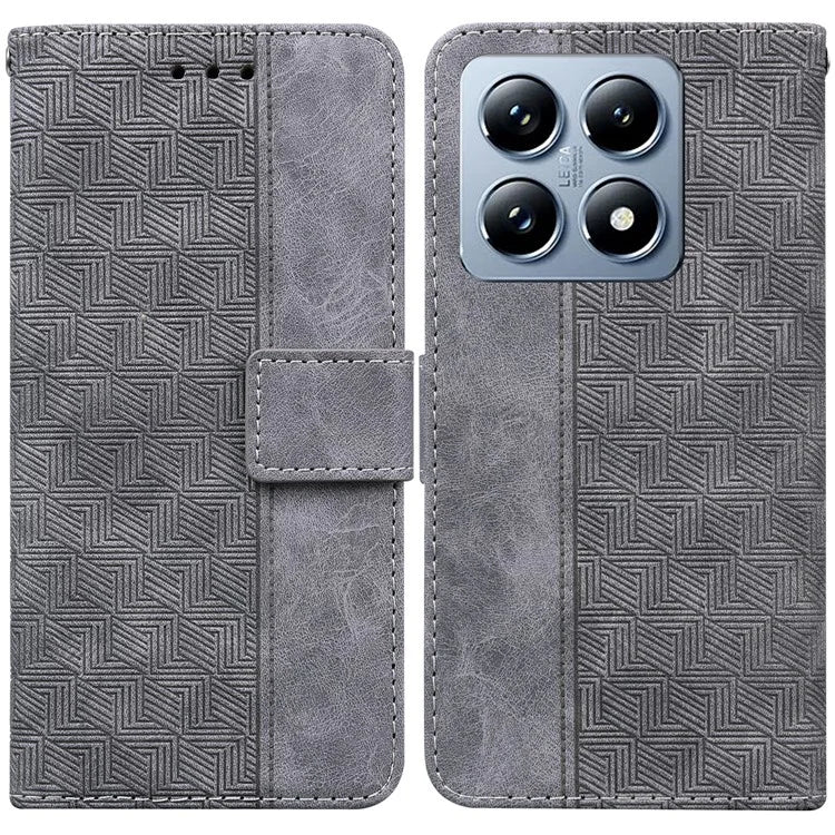 For Xiaomi 14T Case Geometry Pattern Leather Wallet Phone Cover