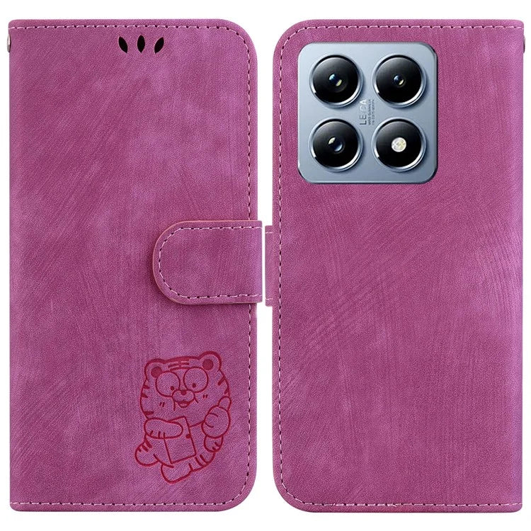 For Xiaomi 14T Wallet Case Tiger Imprint Leather Shockproof Phone Cover