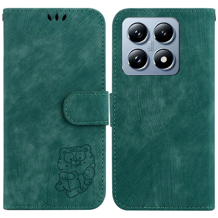 For Xiaomi 14T Wallet Case Tiger Imprint Leather Shockproof Phone Cover