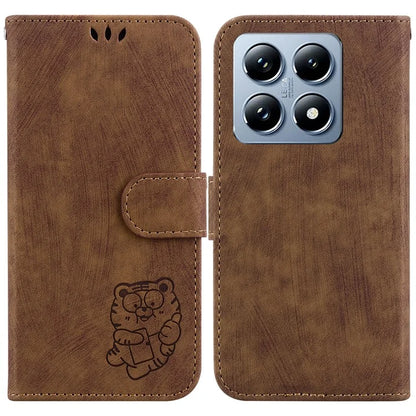 For Xiaomi 14T Wallet Case Tiger Imprint Leather Shockproof Phone Cover