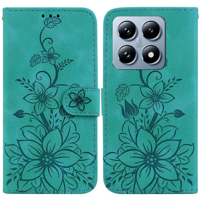 For Xiaomi 14T Case Lily Flower Imprint Leather Phone Cover with Stand