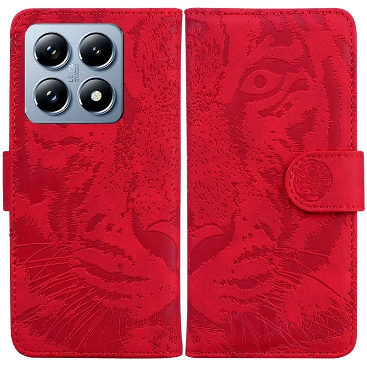 For Xiaomi 14T Case Tiger Imprint Leather Wallet Phone Cover