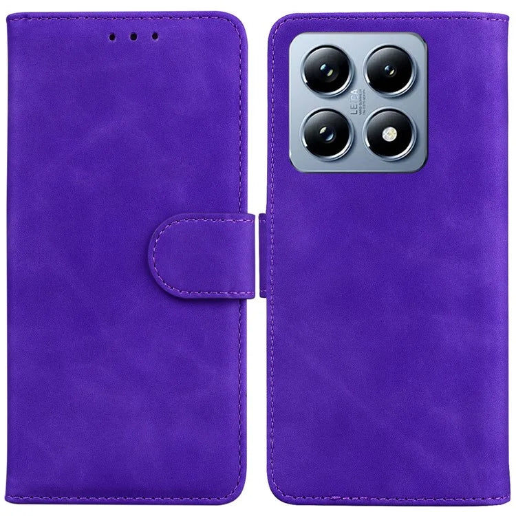For Xiaomi 14T Case Solid Color Leather Wallet Phone Cover