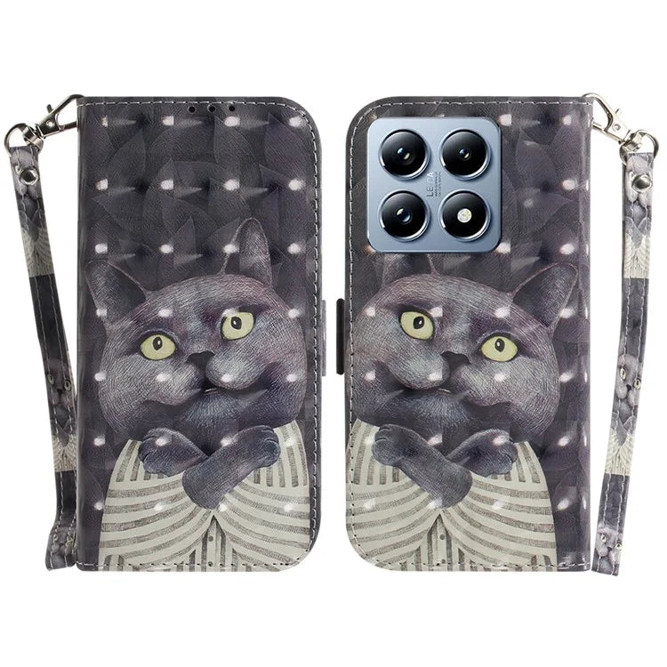 For Xiaomi 14T Case Pattern Printing Leather Wallet Phone Cover
