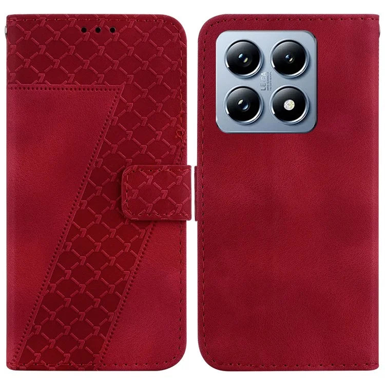 For Xiaomi 14T Stand Case 7-Shaped Pattern Imprint Leather Phone Cover