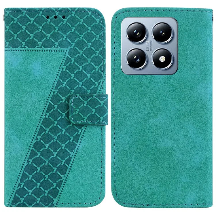 For Xiaomi 14T Stand Case 7-Shaped Pattern Imprint Leather Phone Cover