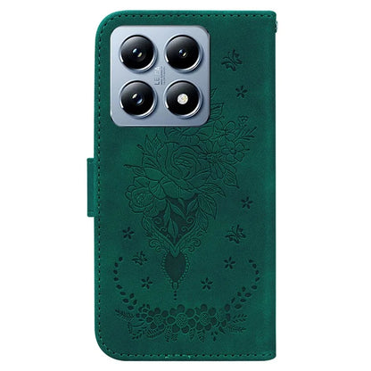 For Xiaomi 14T Case PU Leather Wallet Phone Cover Butterfly Flower Imprint