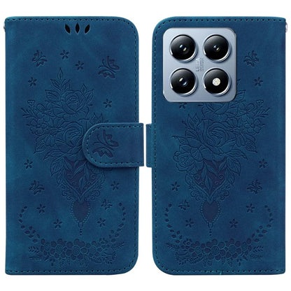 For Xiaomi 14T Case PU Leather Wallet Phone Cover Butterfly Flower Imprint