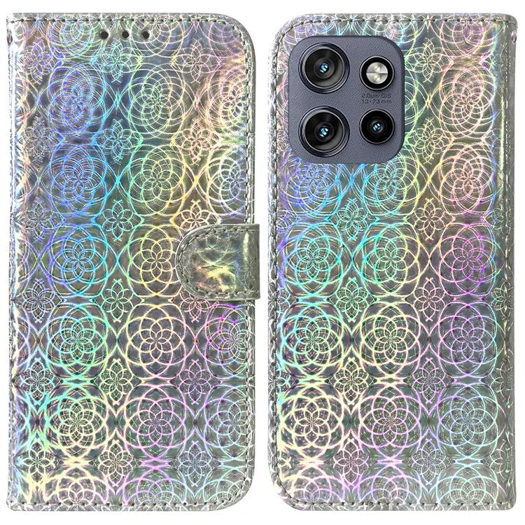 For Motorola Edge 50 Neo 5G / Moto S50 5G Stand Case Dazzling Flower Leather Phone Cover