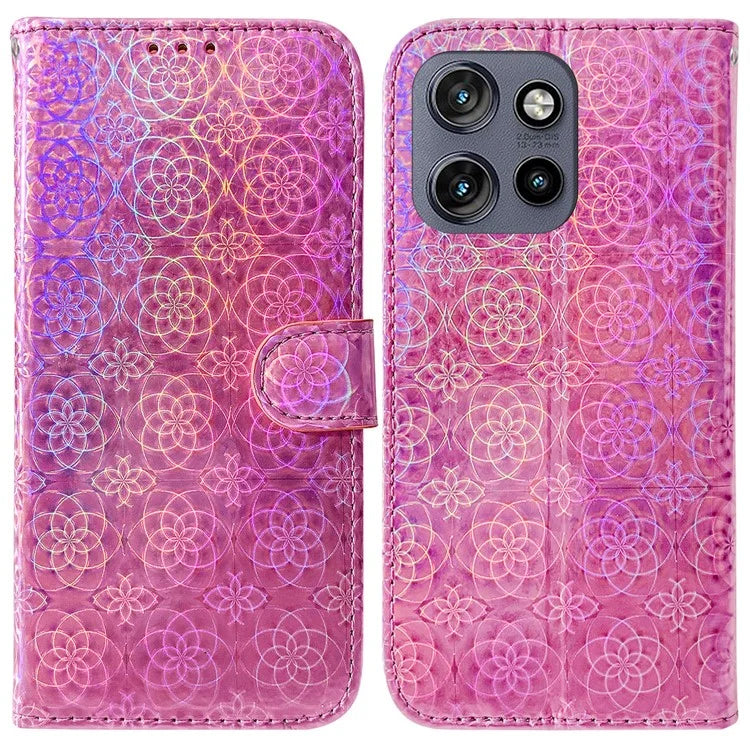 For Motorola Edge 50 Neo 5G / Moto S50 5G Stand Case Dazzling Flower Leather Phone Cover