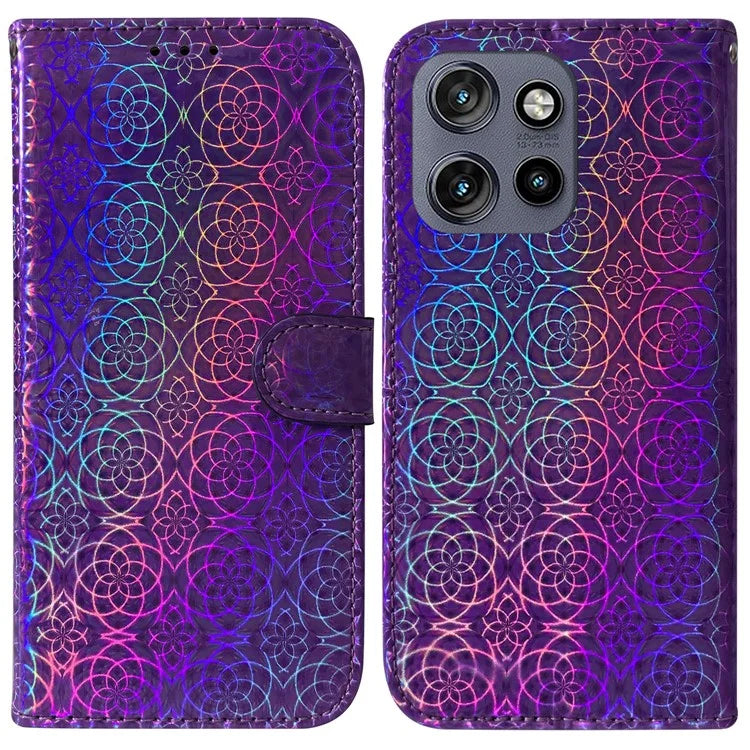 For Motorola Edge 50 Neo 5G / Moto S50 5G Stand Case Dazzling Flower Leather Phone Cover