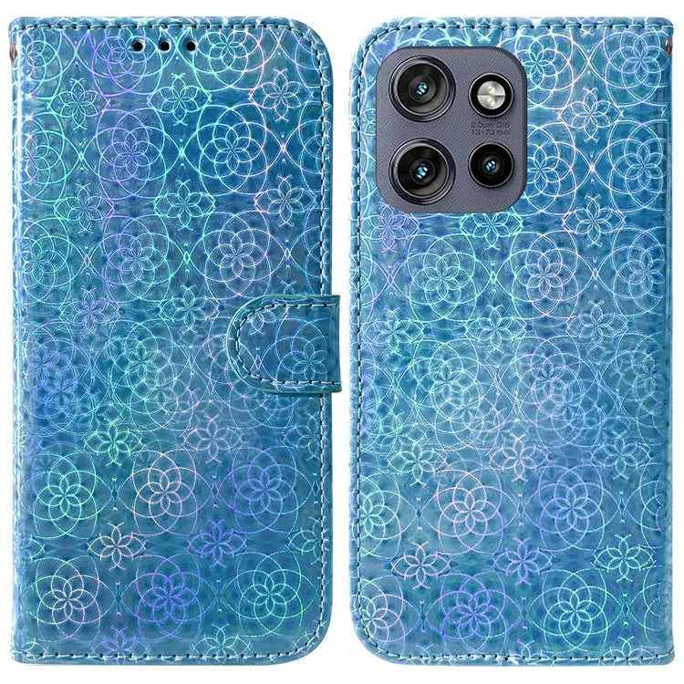 For Motorola Edge 50 Neo 5G / Moto S50 5G Stand Case Dazzling Flower Leather Phone Cover