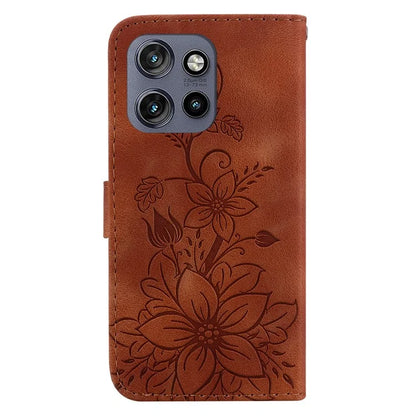 For Motorola Edge 50 Neo 5G / Moto S50 5G Case Lily Flower Imprint Leather Phone Cover with Stand