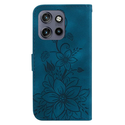 For Motorola Edge 50 Neo 5G / Moto S50 5G Case Lily Flower Imprint Leather Phone Cover with Stand