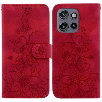 For Motorola Edge 50 Neo 5G / Moto S50 5G Case Lily Flower Imprint Leather Phone Cover with Stand